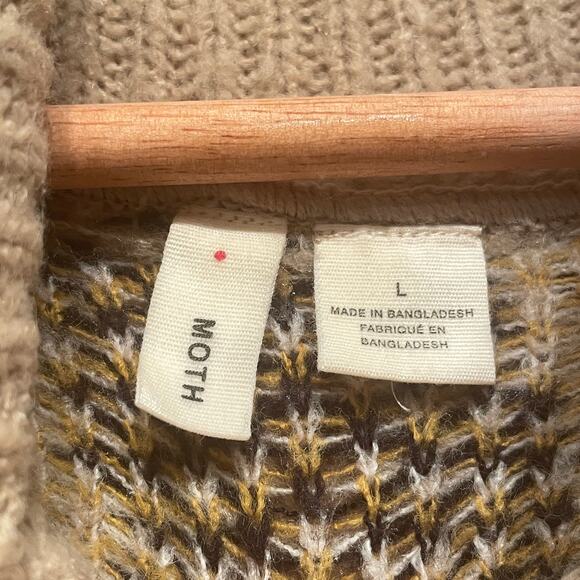 MOTH Large Leopard Print Turtleneck Sweater | Chunky Knit, Cozy Winter - Picture 4 of 7